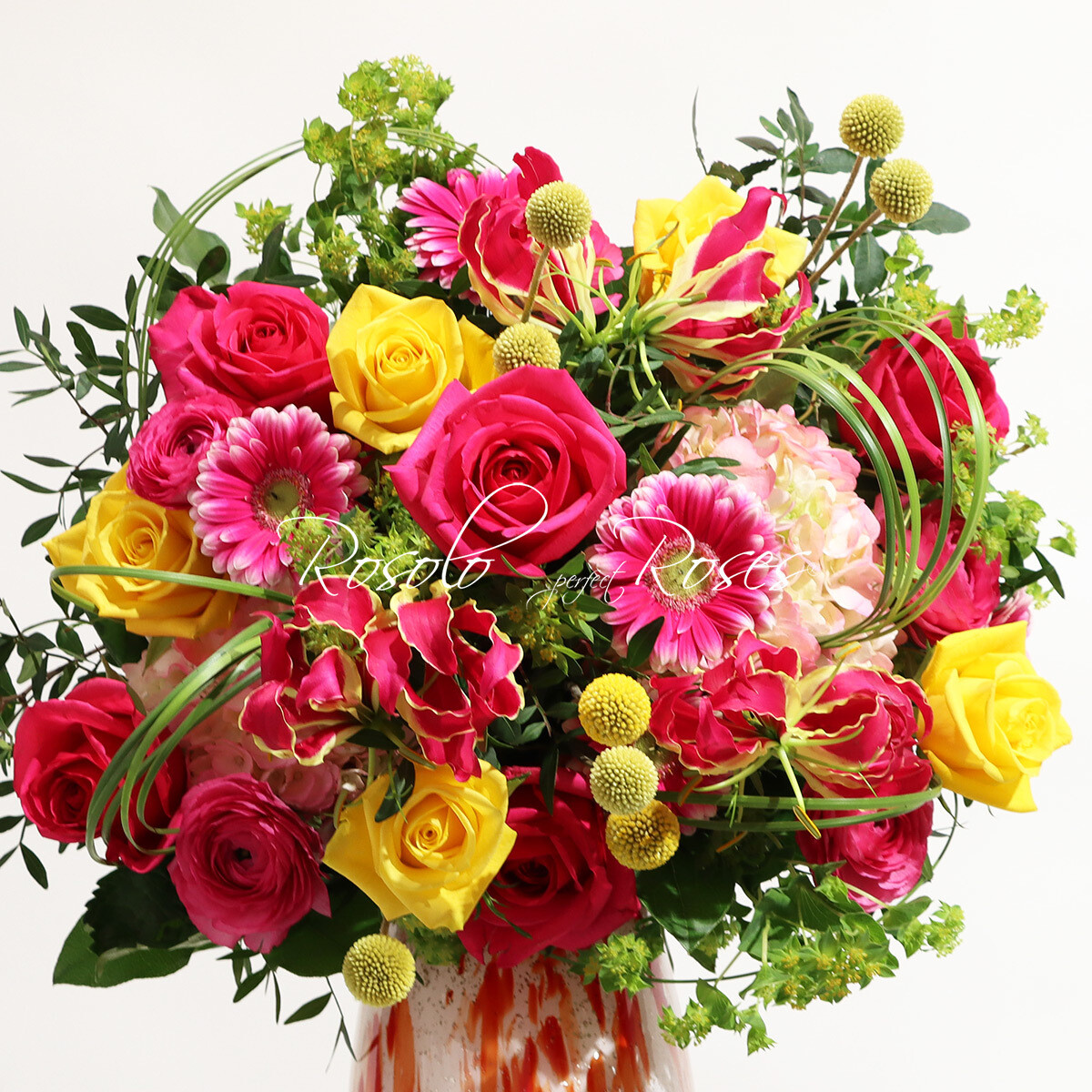 Bouquet lumineux en jaune et fuchsia