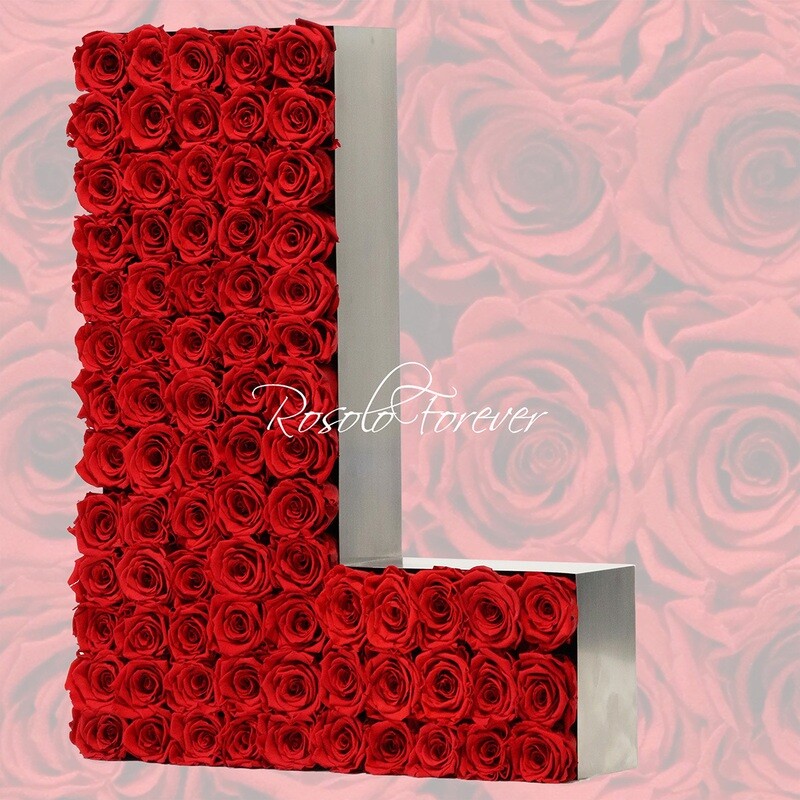 Lettre en Roses "L": 2 tailles, ou toute autre lettre, couleur à choix