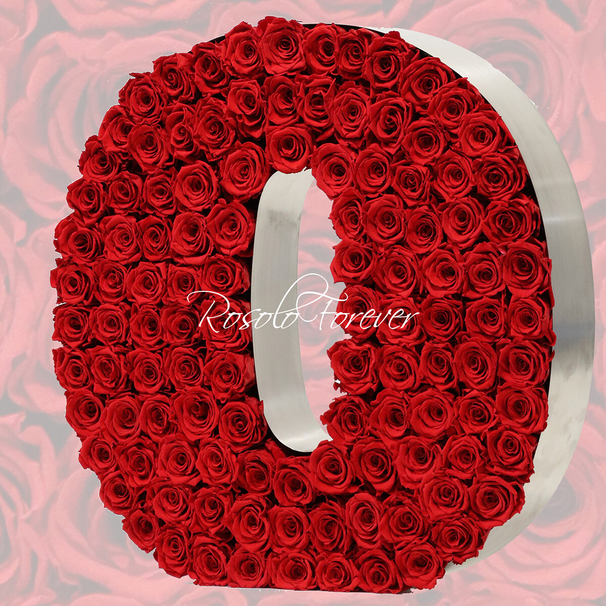 Lettre en Roses "O": 2 tailles, ou toute autre lettre, couleur à choix