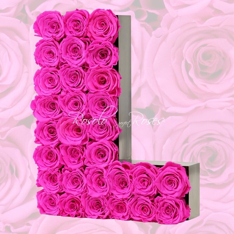 Lettre en Roses "L": 2 tailles, ou toute autre lettre, couleur à choix