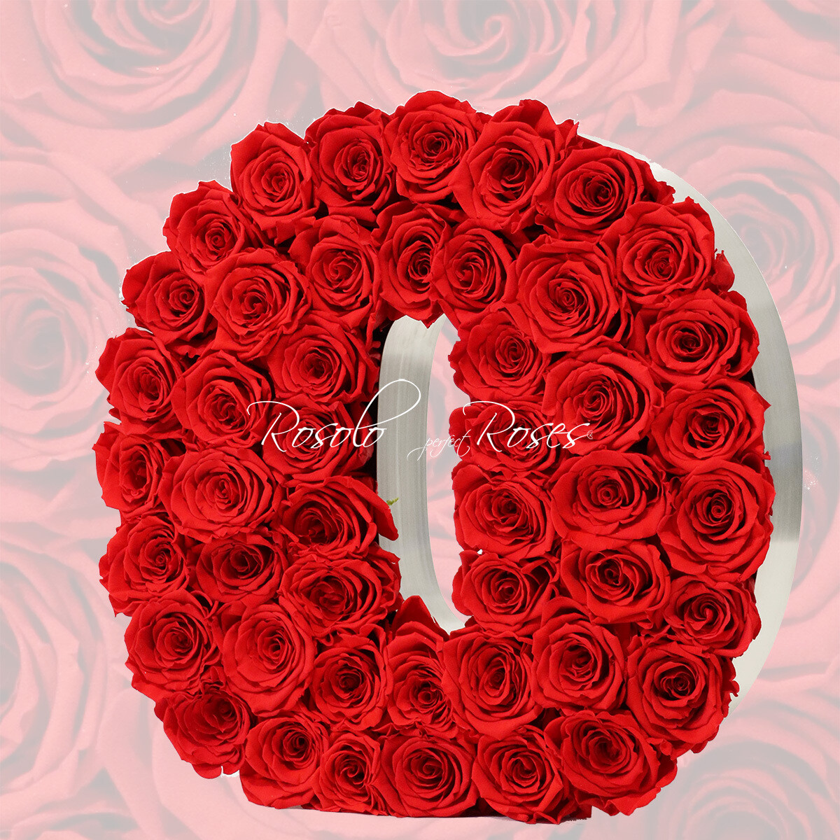 Lettre en Roses "O": 2 tailles, ou toute autre lettre, couleur à choix