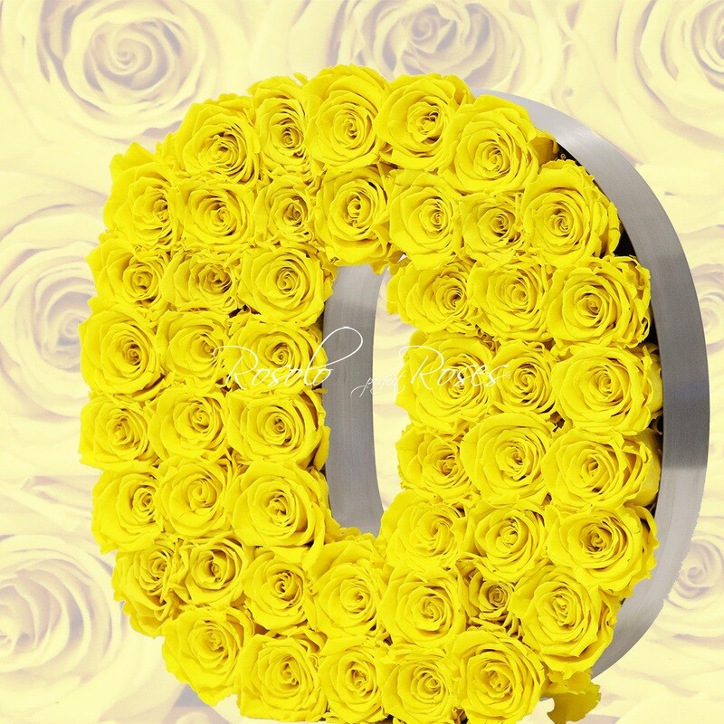 Lettre en Roses "O": 2 tailles, ou toute autre lettre, couleur à choix