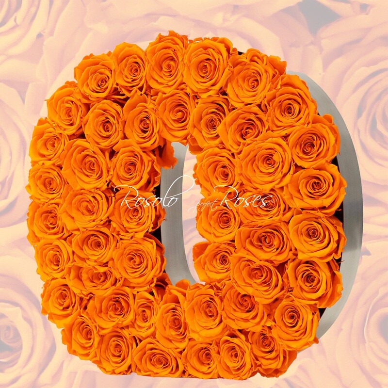 Lettre en Roses "O": 2 tailles, ou toute autre lettre, couleur à choix