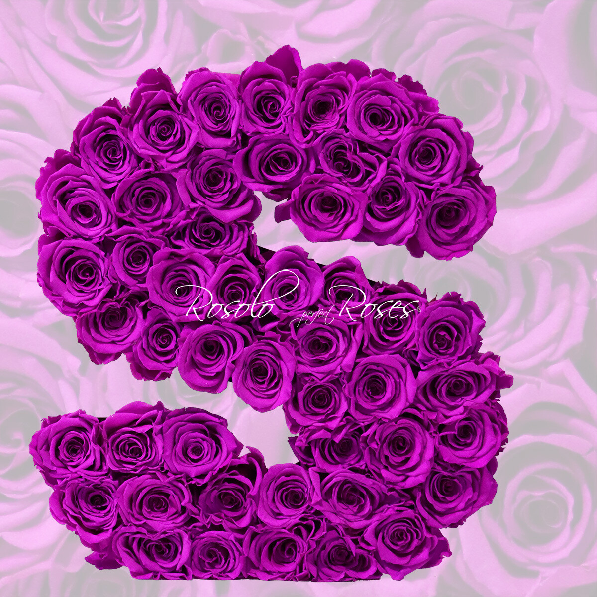 Lettre en Roses "S": 2 tailles, ou toute autre lettre, couleur à choix