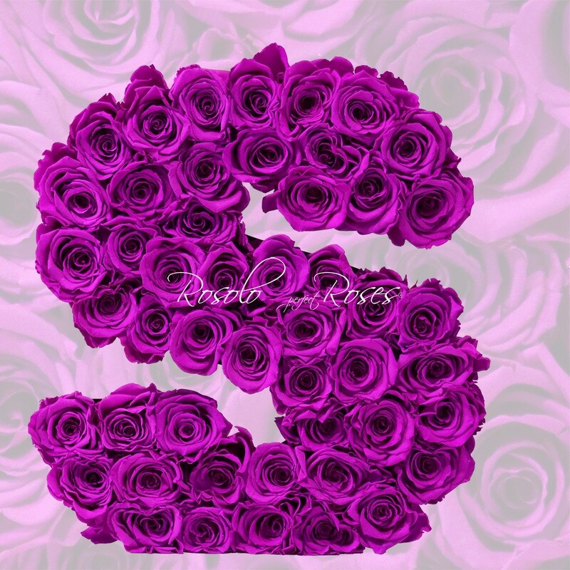 Lettre en Roses "S": 2 tailles, ou toute autre lettre, couleur à choix