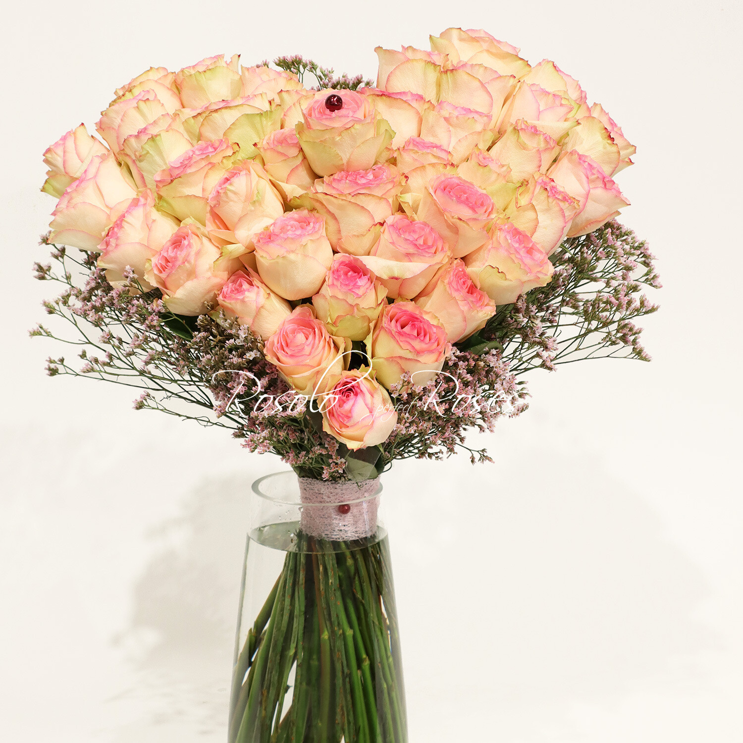 Bouquet coeur,  superbes roses "Espérance", 2 tailles