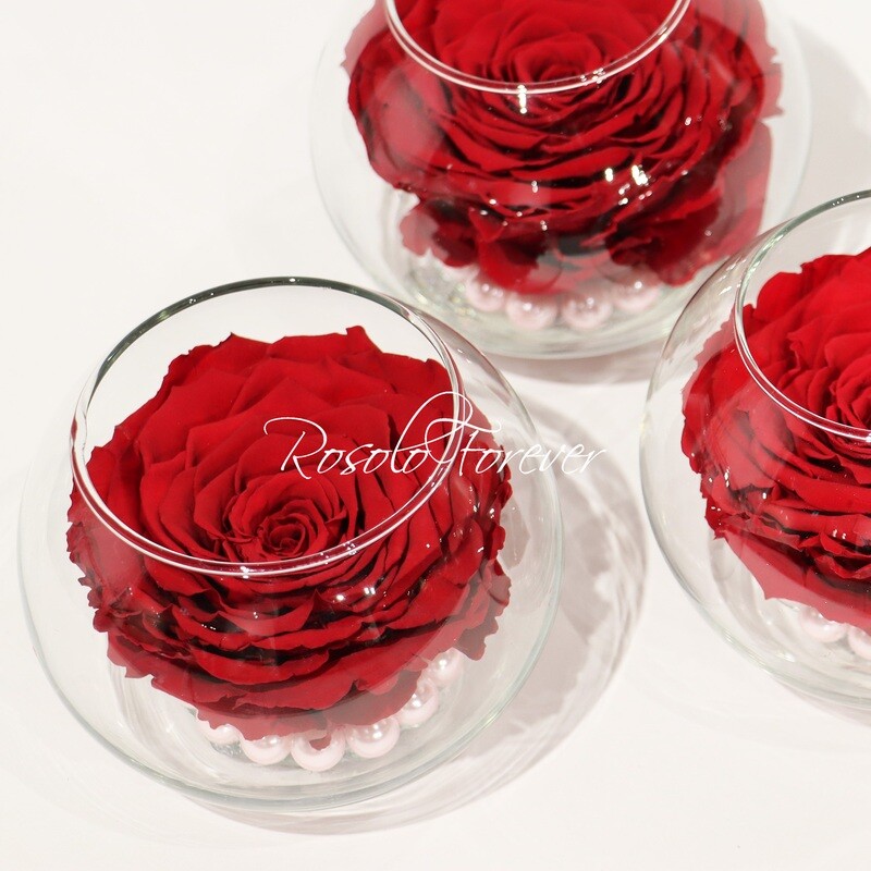 AMOUR: Grande rose éternelle en rouge dans un vase boule