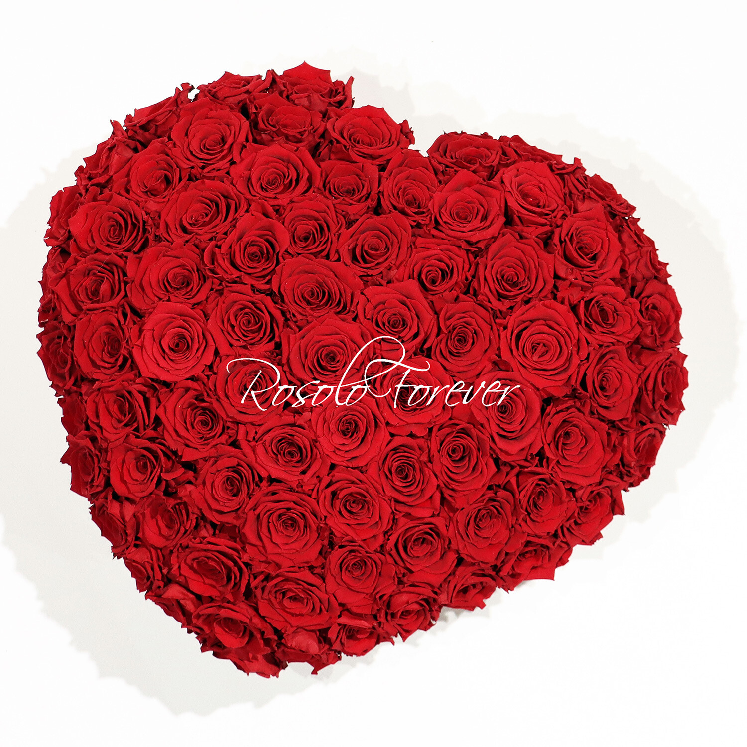 Grande boîte en forme de cœur, env. 75 roses éternelles en rouge