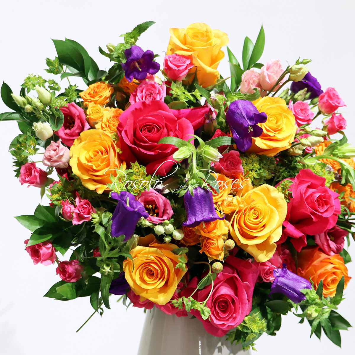 ETE: Bouquet joyeux en orange, fuchsia, mauve