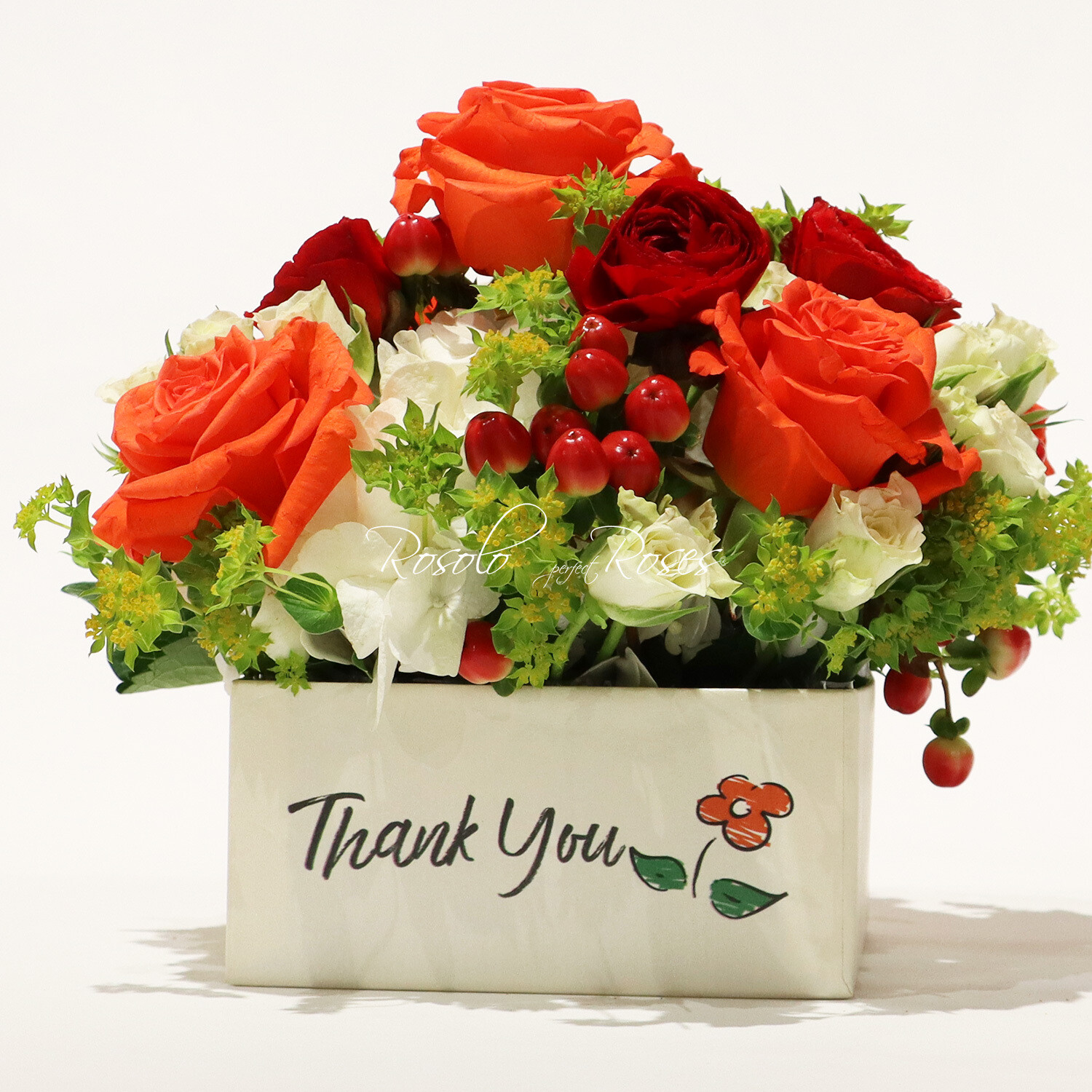 Boîte de roses, remerciement, 2 tailles
