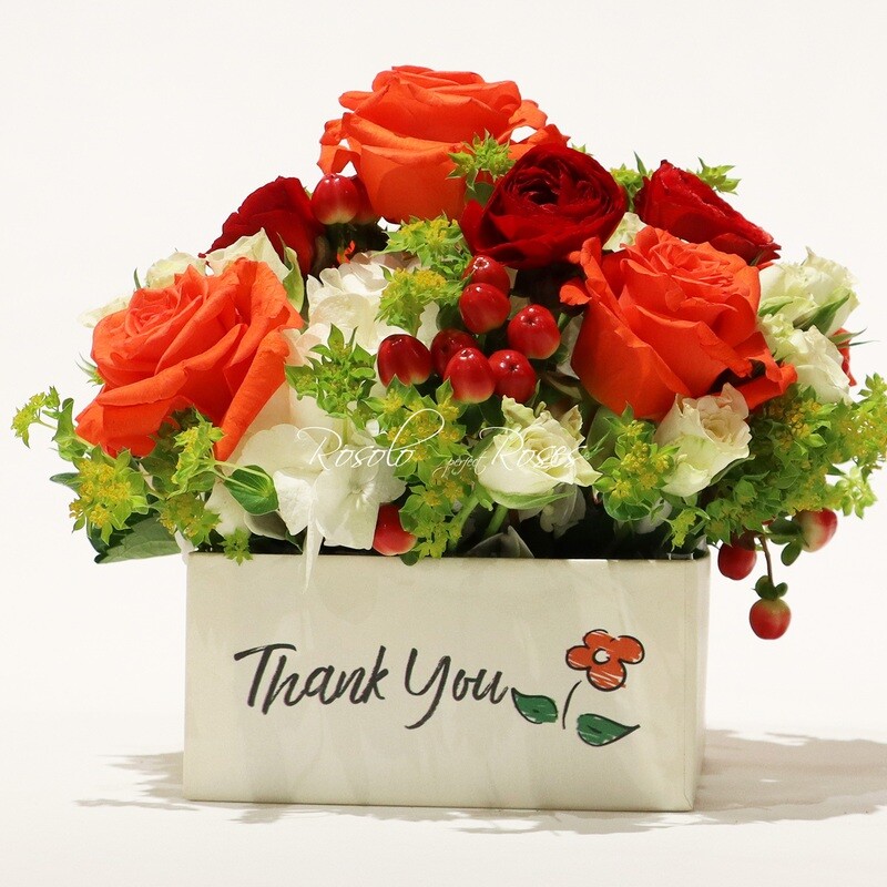Boîte de roses, remerciement, 2 tailles