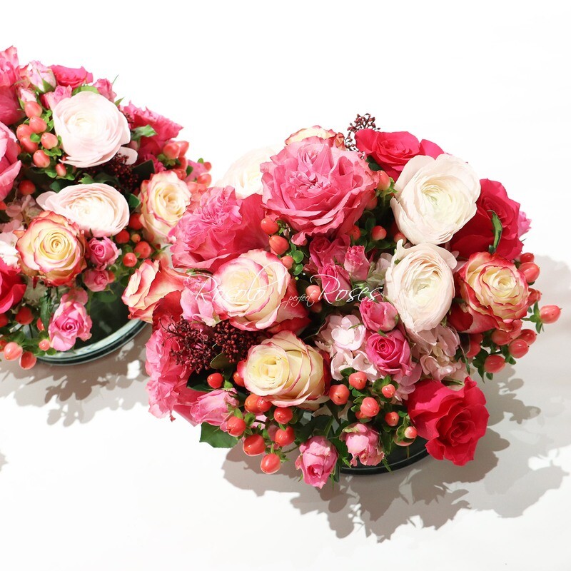 Arrangement rond, couleurs pastelles