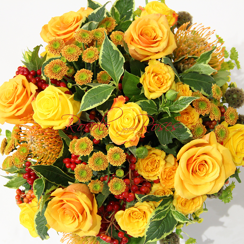 Bouquet de roses, couleurs chaudes