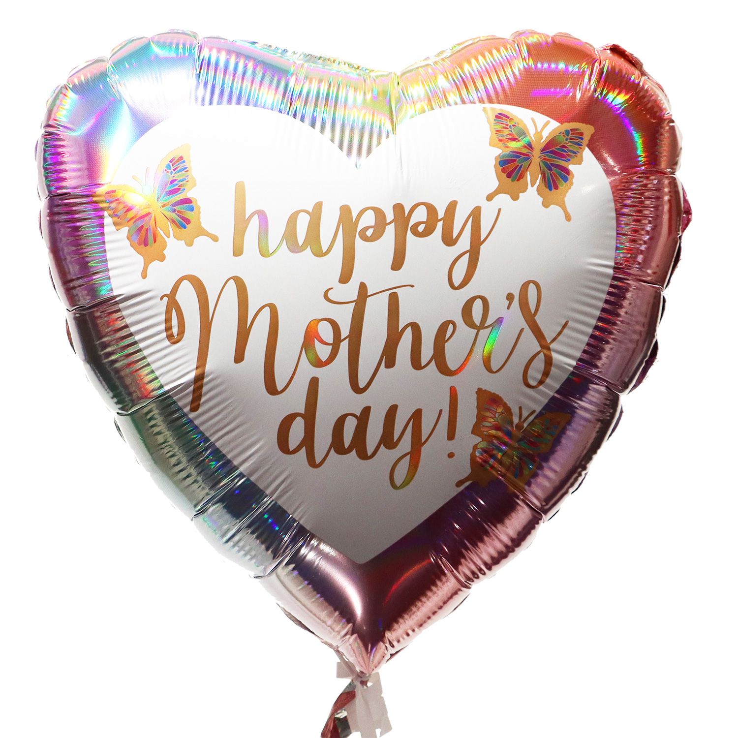 Ballon "Happy Mother's Day" coeur papillons