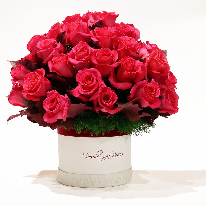 Hot Pink roses: Magnifique arrangement de roses dans une belle boite Rosolo