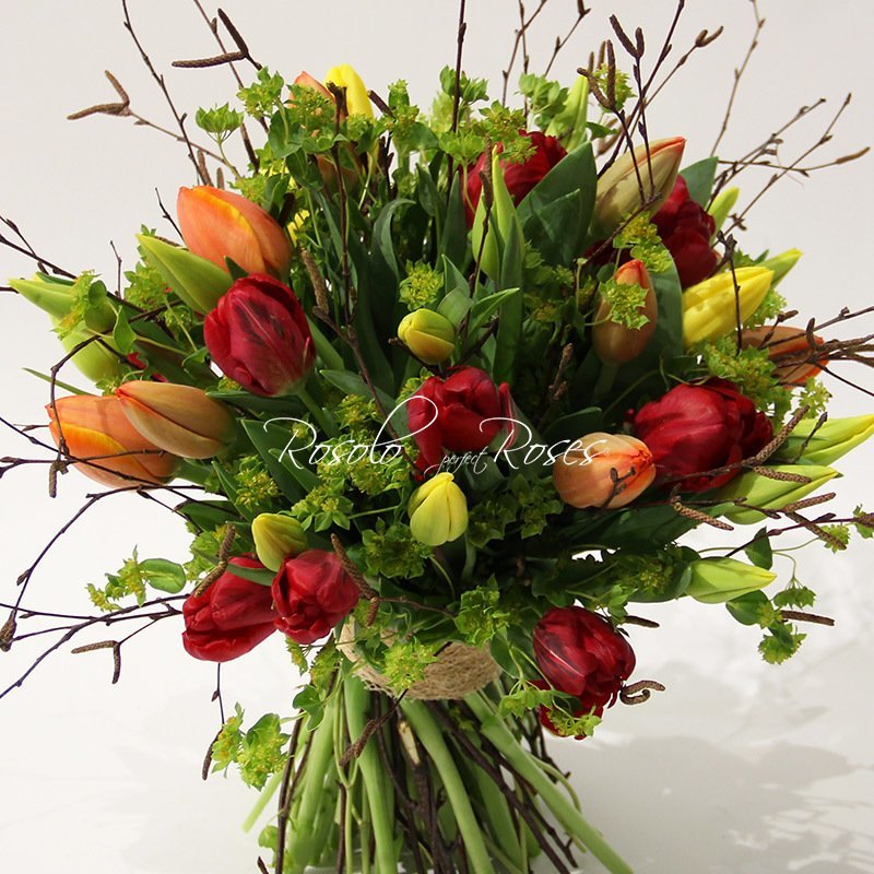 Beau bouquet de tulipes, couleurs vives