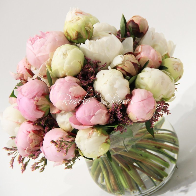 Bouquet de pivoines en rose et blanc