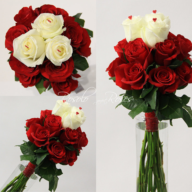 LC-HQ Roses: Bouquet de roses en blanc et rouge