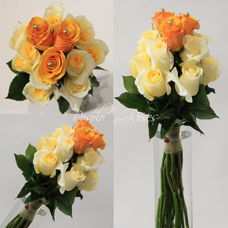 LC-HQ Roses: Bouquet de roses en orange et crème