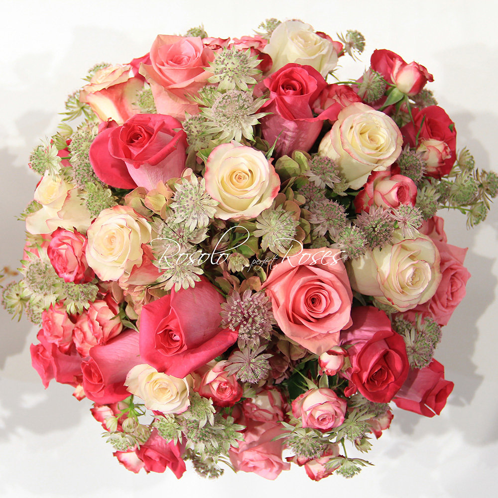 Bouquet de roses, couleurs douces