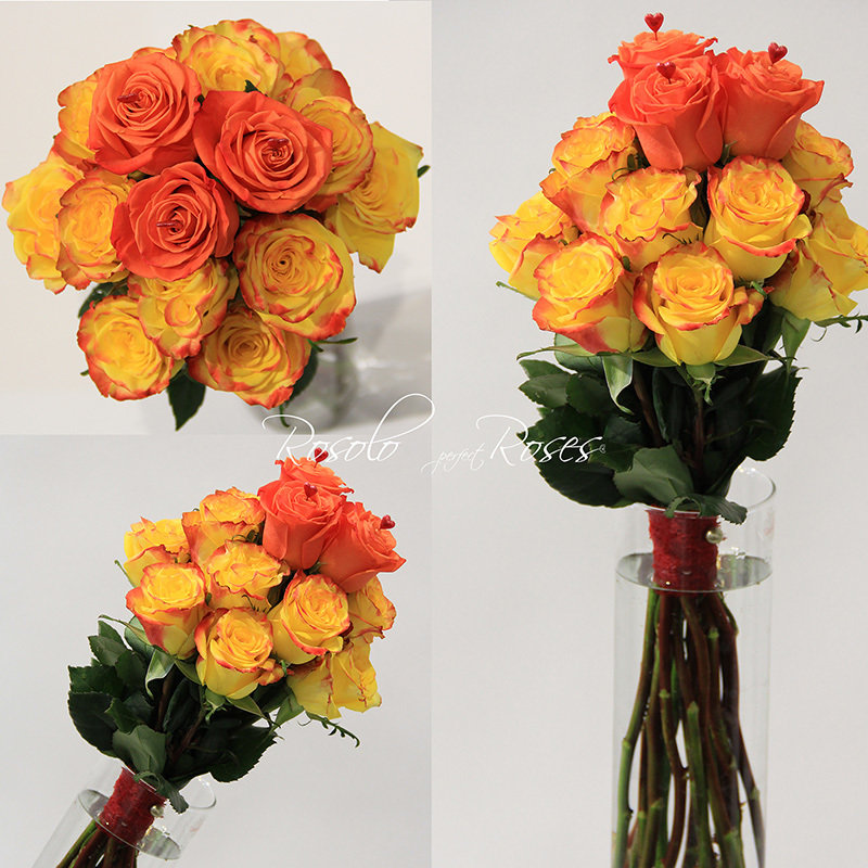 LC-HQ Roses: Bouquet de roses en orange et jaune