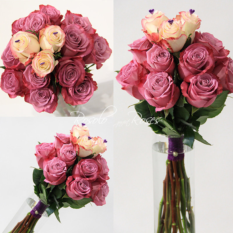 LC-HQ Roses: Bouquet de roses en blanc et mauve