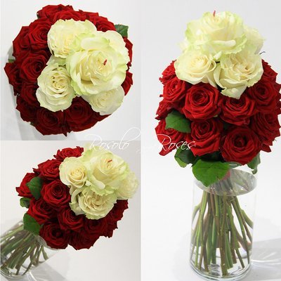 LC-HQ Roses: Bouquet de roses en blanc et rouge