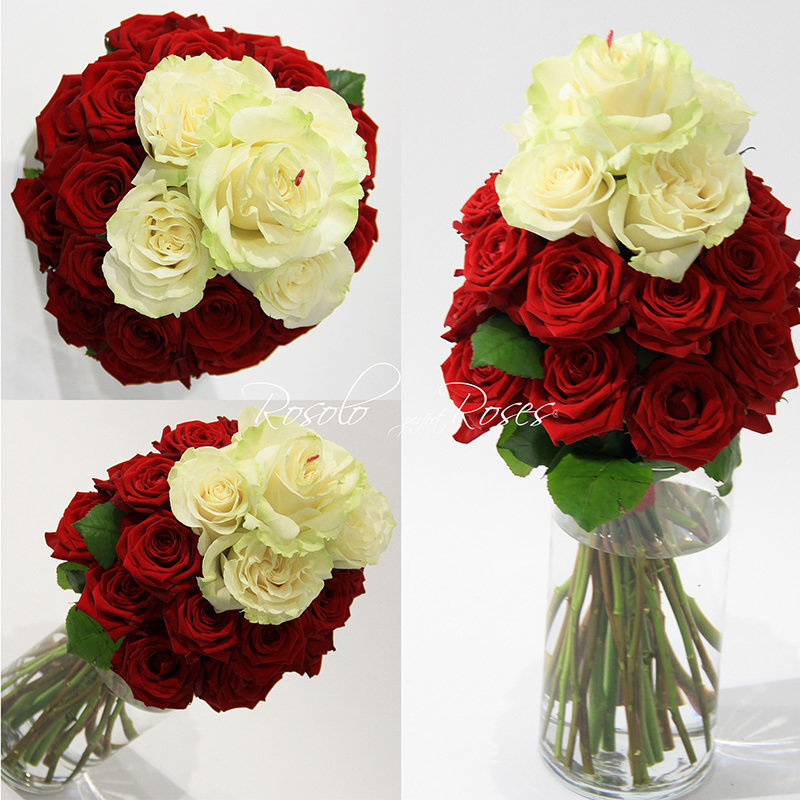 LC-HQ Roses: Bouquet de roses en blanc et rouge