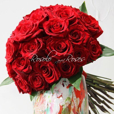 AMOUR:  joli bouquet compact avec superbes roses rouges
