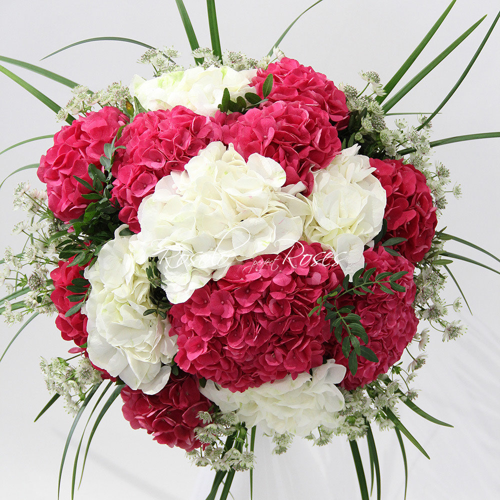 Très beau bouquet d'Hortensias en rose et blanc