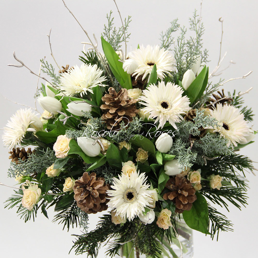 Beau bouquet d'hiver tout en blanc
