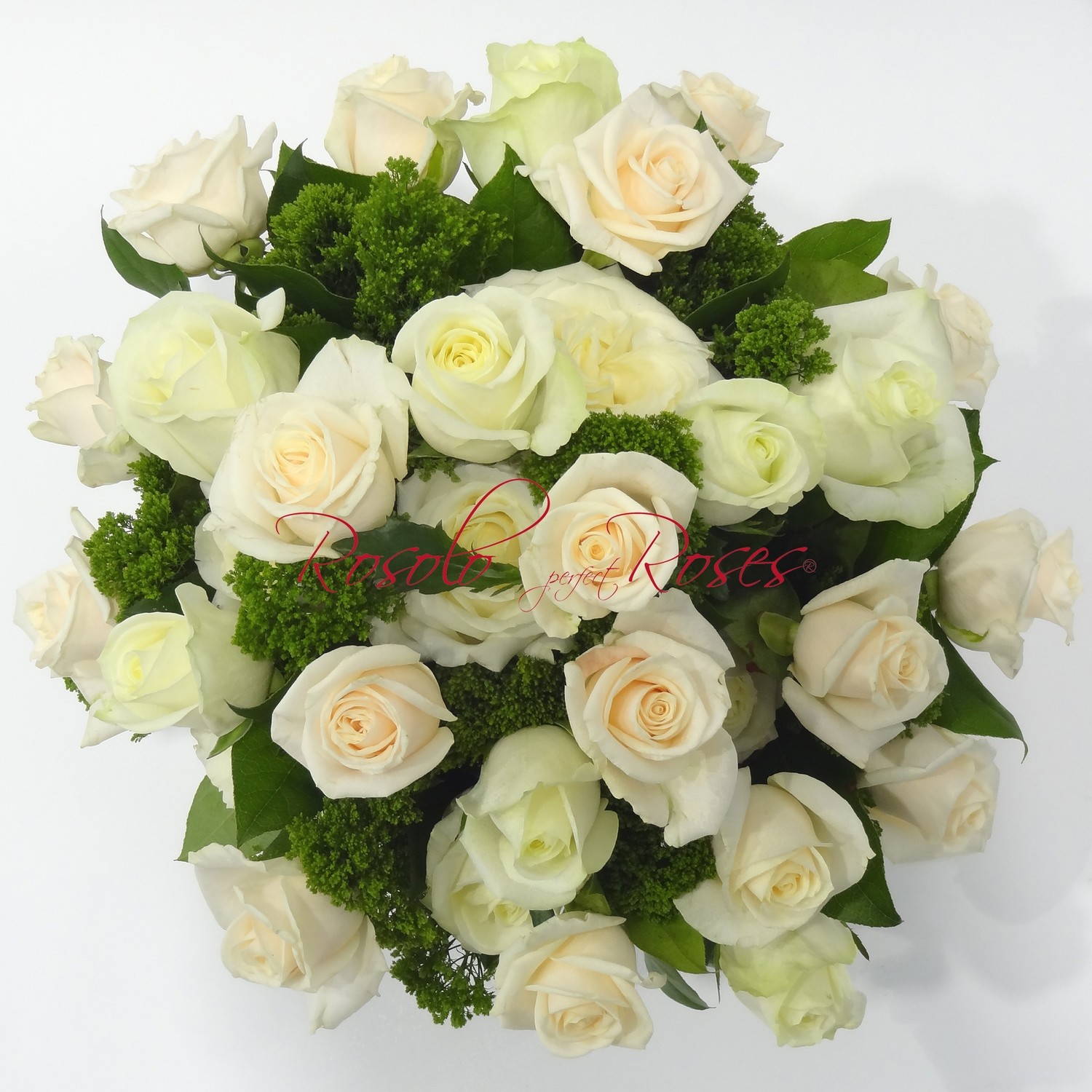Magnifique bouquet de roses en blanc et crème