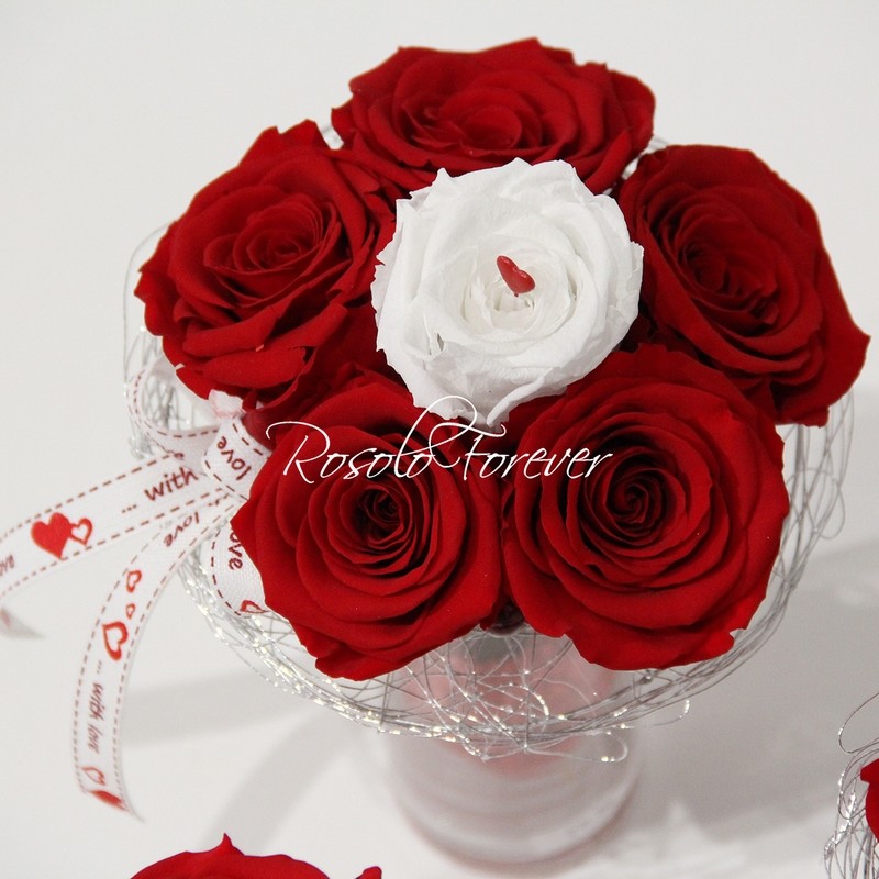 ROSOLO FOREVER: Bouquet de roses / blanc et rouge
