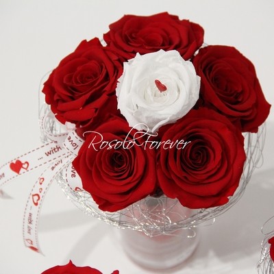 ROSOLO FOREVER: Bouquet de roses / blanc et rouge