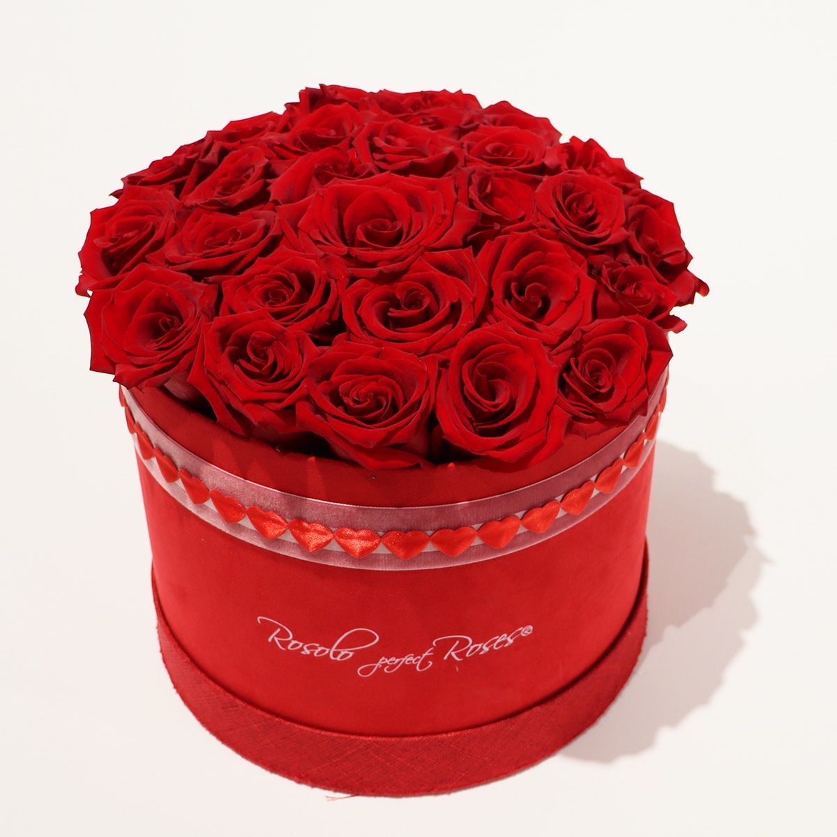 Belle boite ROSOLO, 24 grandes roses rouges