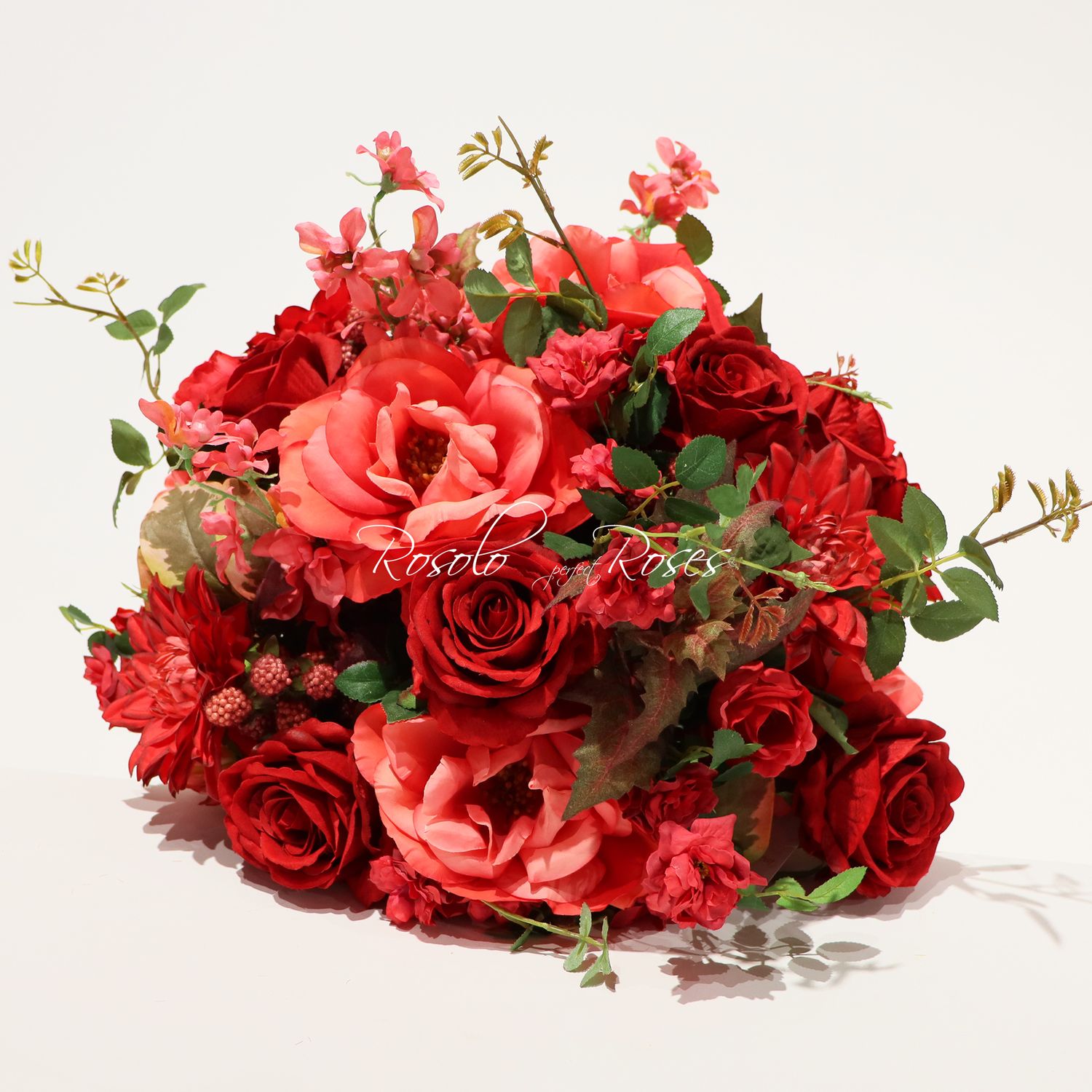 SILK FLOWERS: Grand bouquet de Roses, Dahlias et garniture