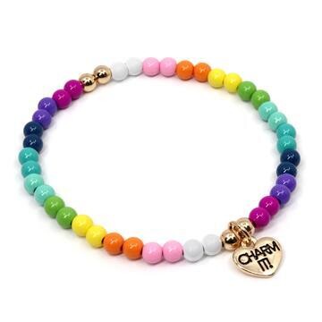 Charm It! 4mm Rainbow Stretch Bead Bracelet