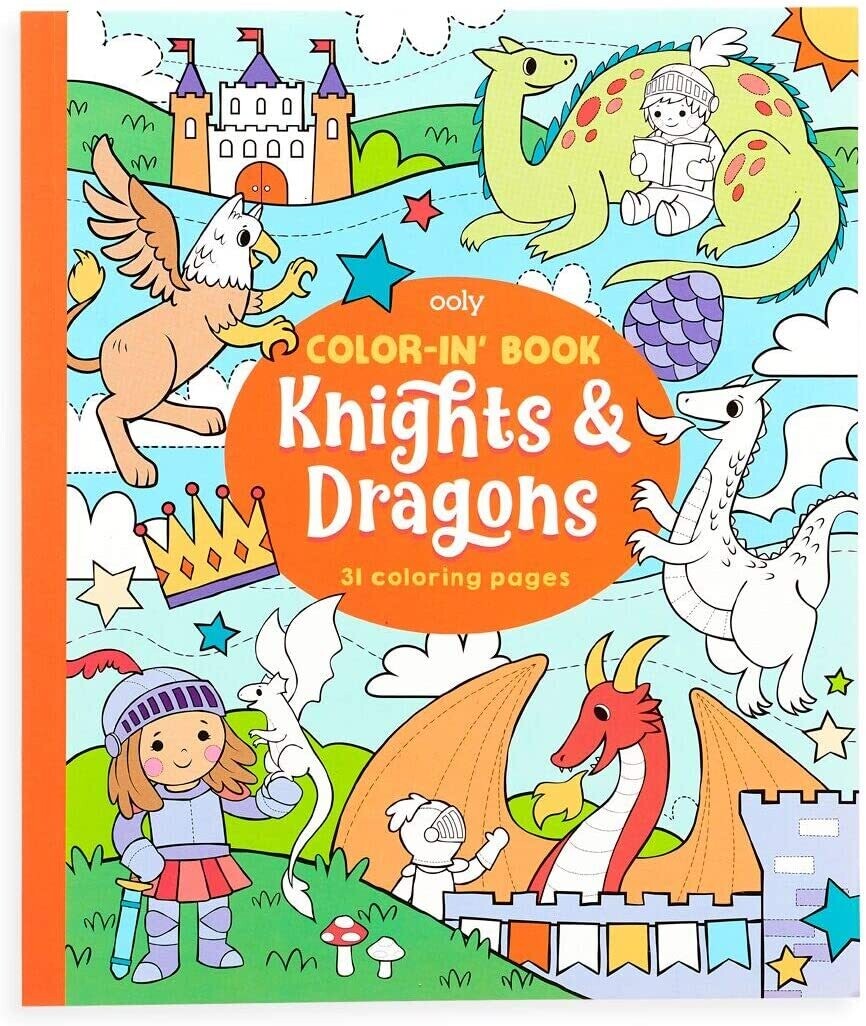 Color-In Book: Knights and Dragons