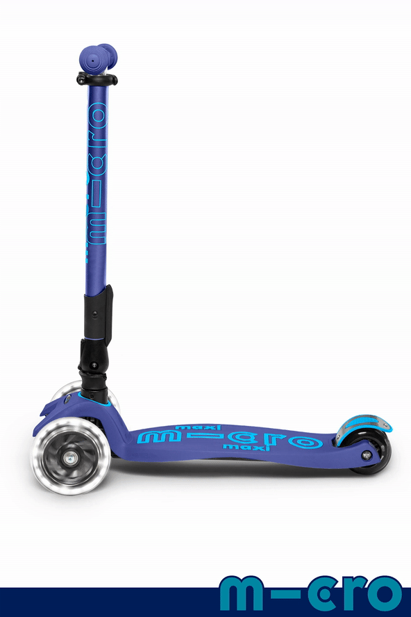 Micro Kickboard Maxi Deluxe Foldable LED Navy Blue Scooter