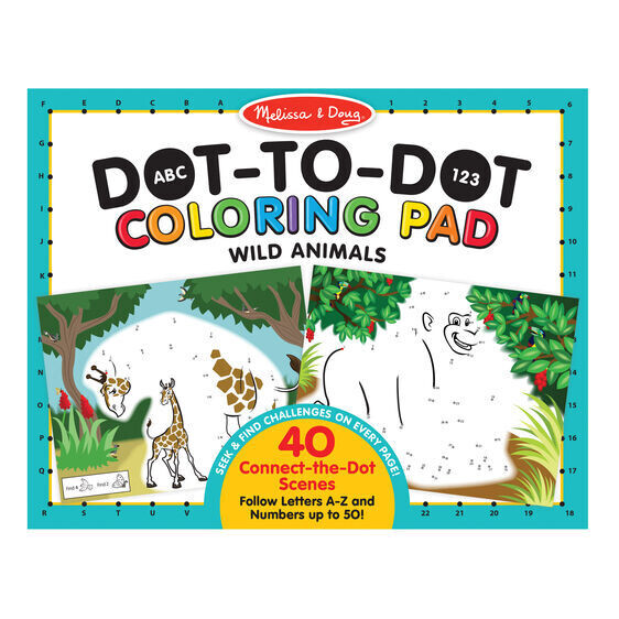 MD 9104 Dot-to-Dot Coloring Pad Wild Animals