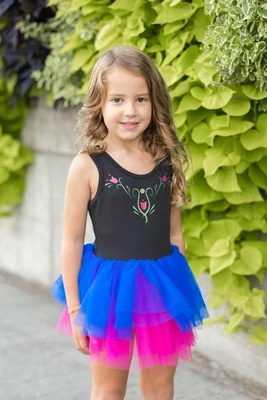 GP Anna Ballet Tutu Dress Black /Multi Size 3-4