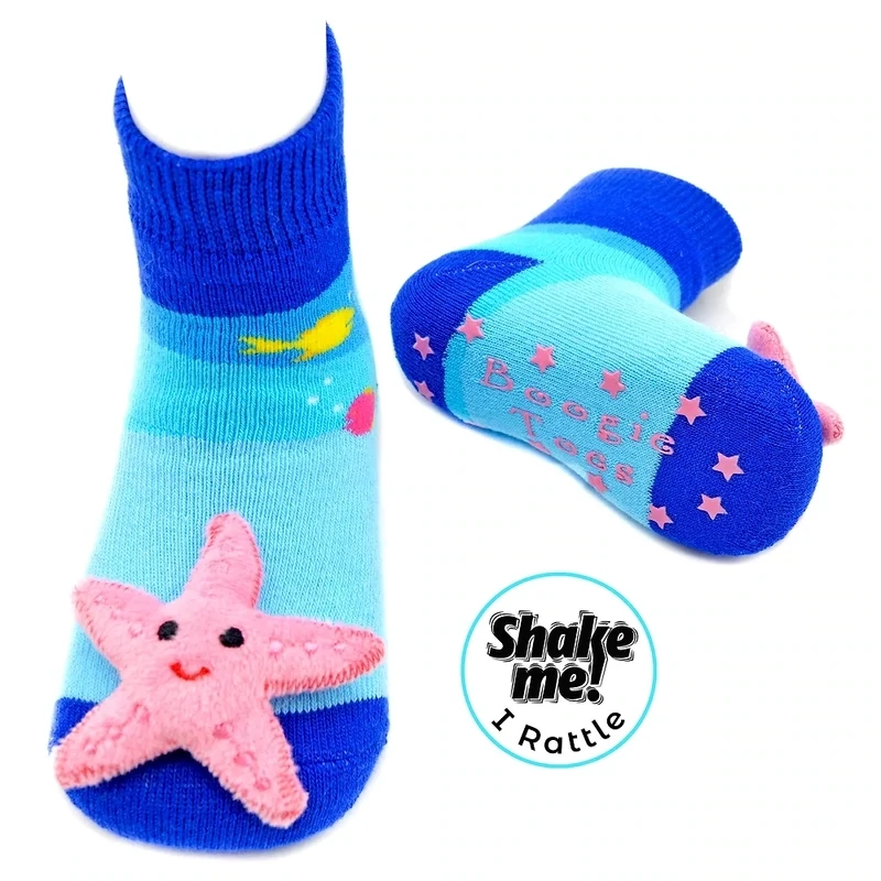 Starfish Boogie Toes - Baby Rattle Socks 0 - 1 Y