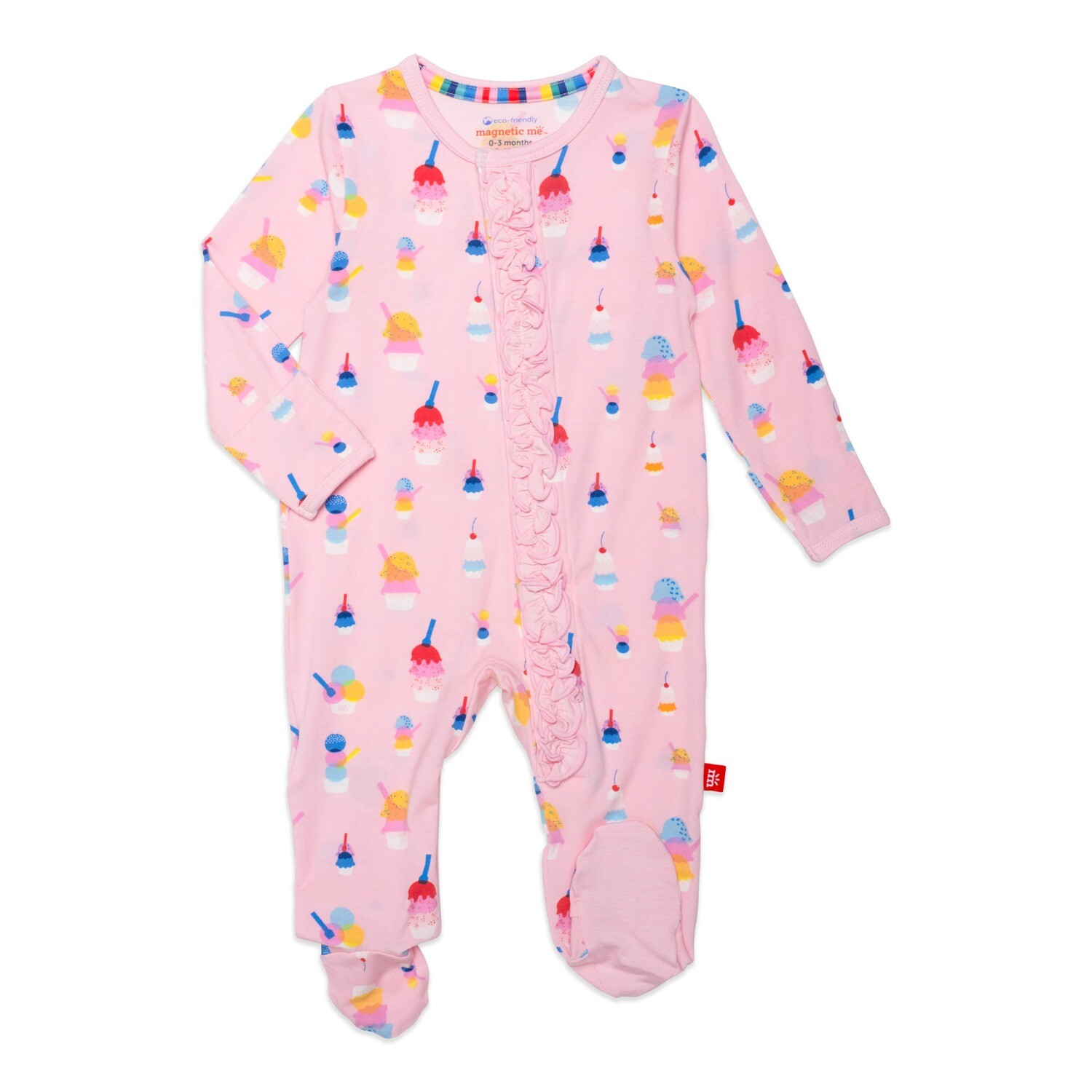 Magnetic Me Pink Sundae Funday Footie With Ruffles NB