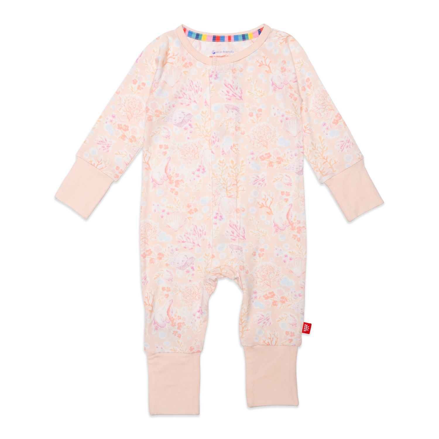 Magnetic Me Coral Floral Convr Grow With Me Coverall 9-12M