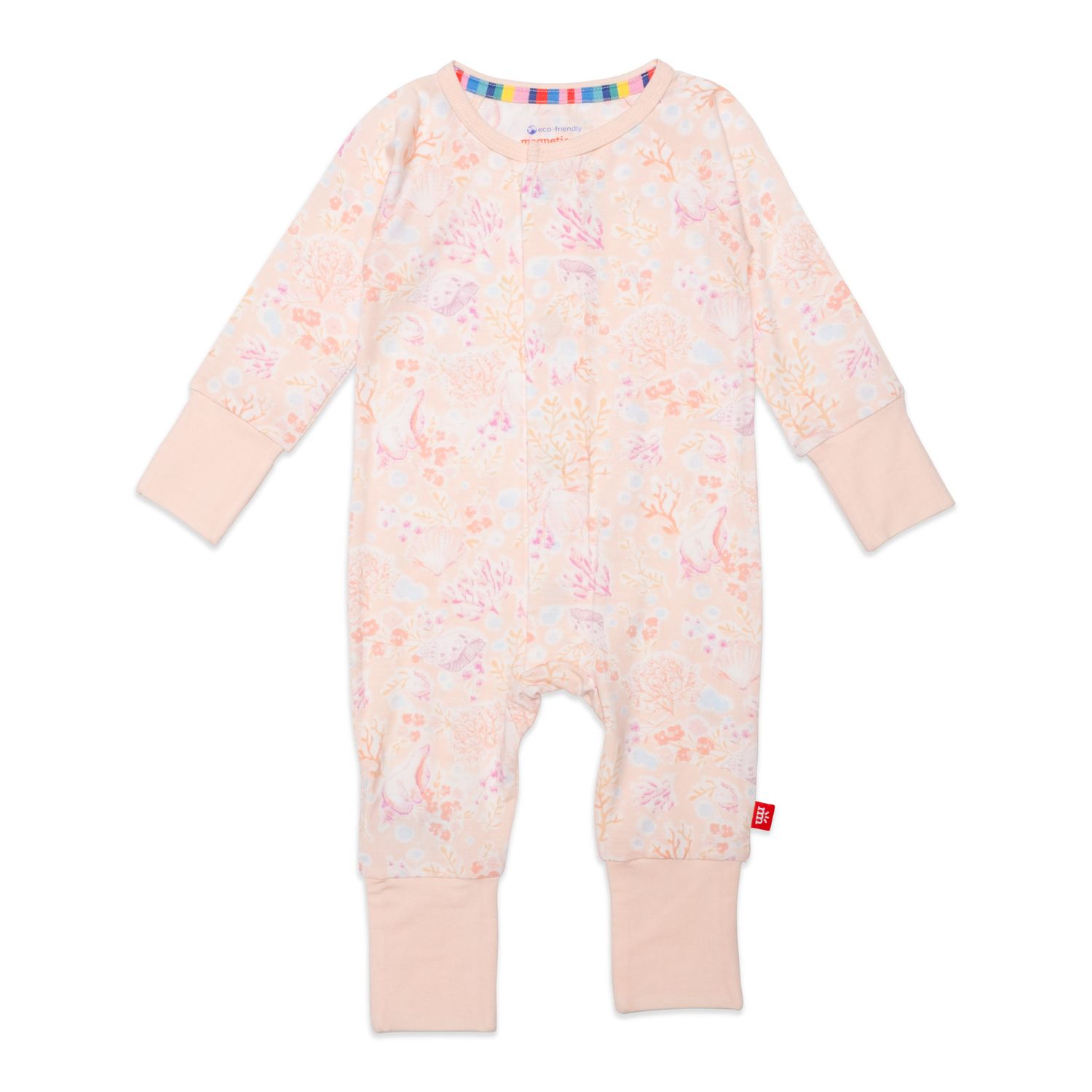 Magnetic Me Coral Floral Convr Grow With Me Coverall 6-9M