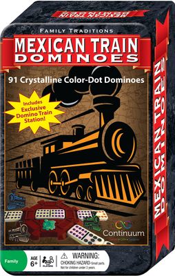 Family Traditions Mexican Train Dominoes tin