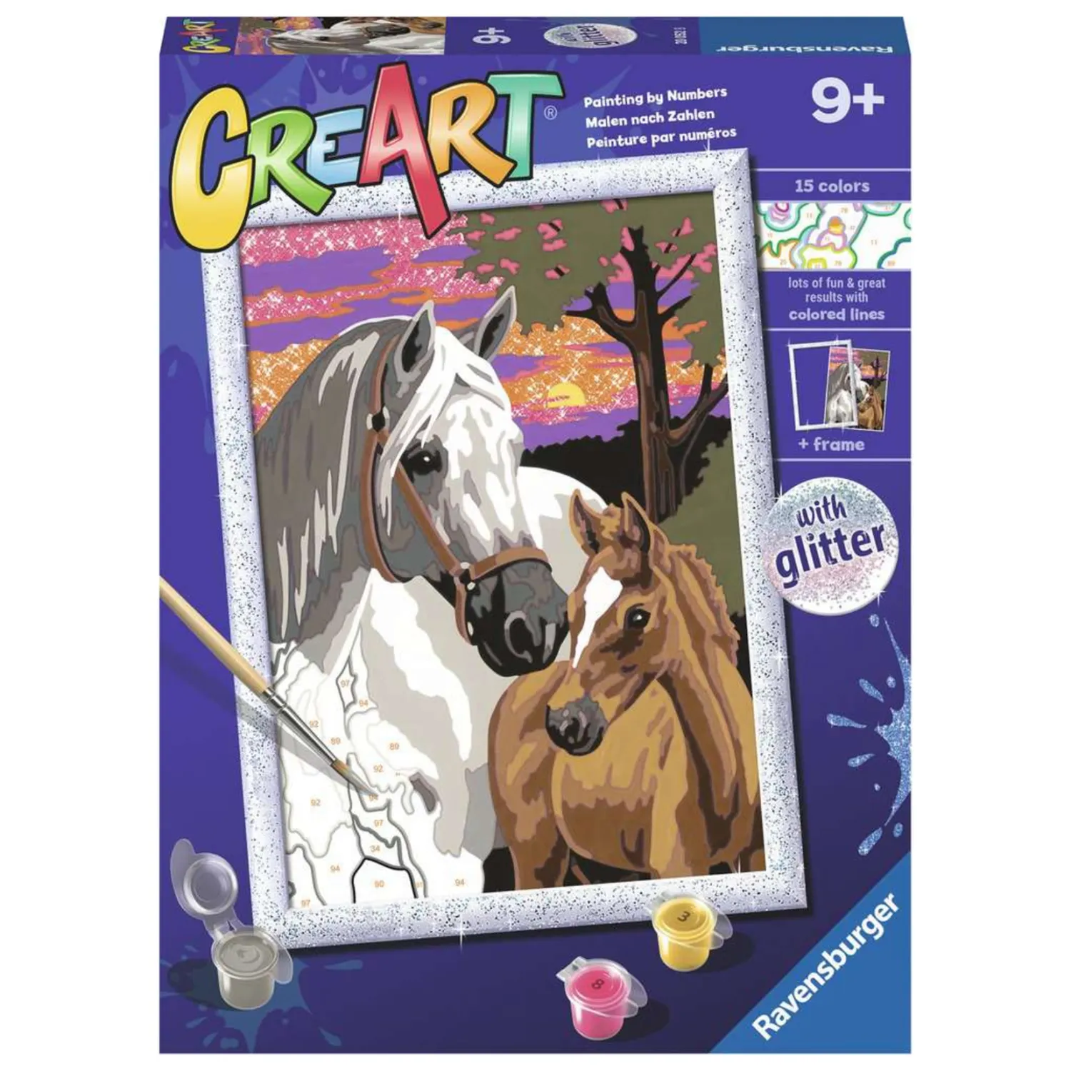 CreArt: Sunset Horses w/Glitter 7x10