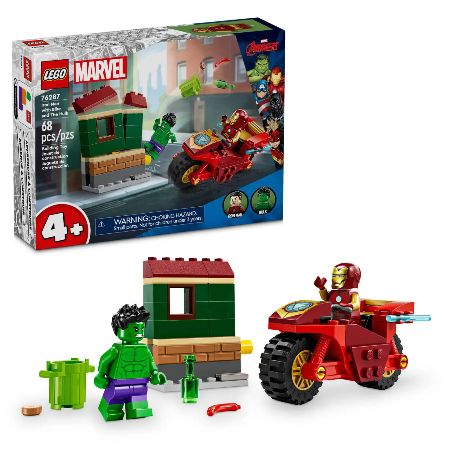Lego 76287 Superheroes Iron Man with Bike and The Hulk