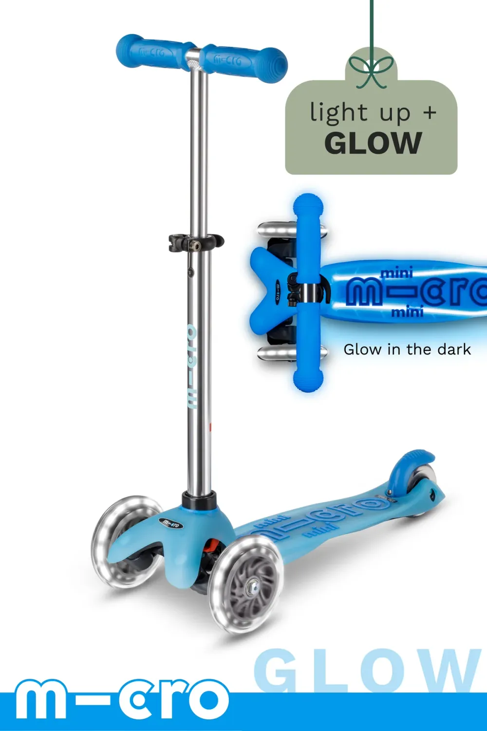 Micro Kickboard Micro Mini Glow Plus LED Arctic Blue
