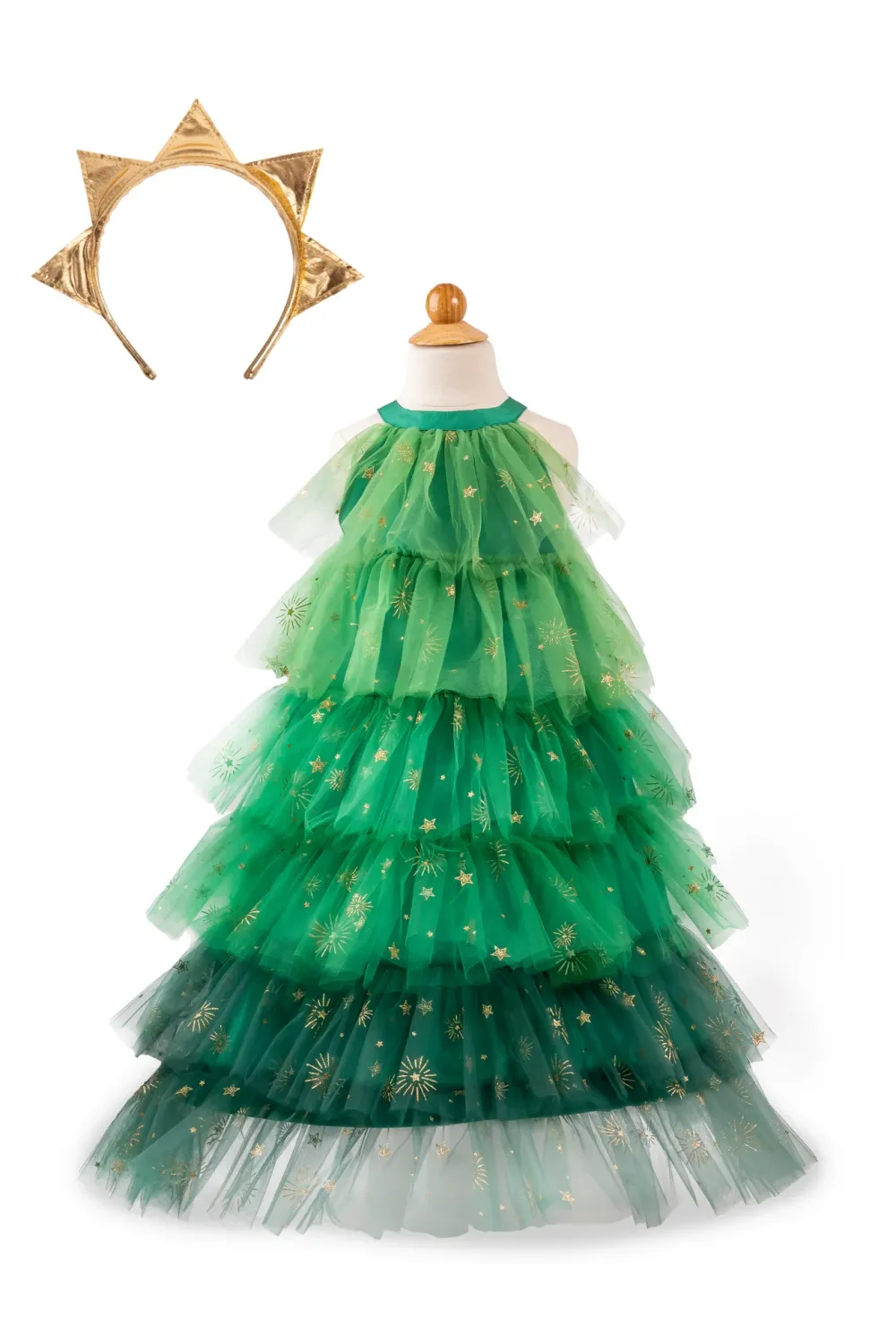 GP Christmas Tree Dress with Headpiece, Size 3-4